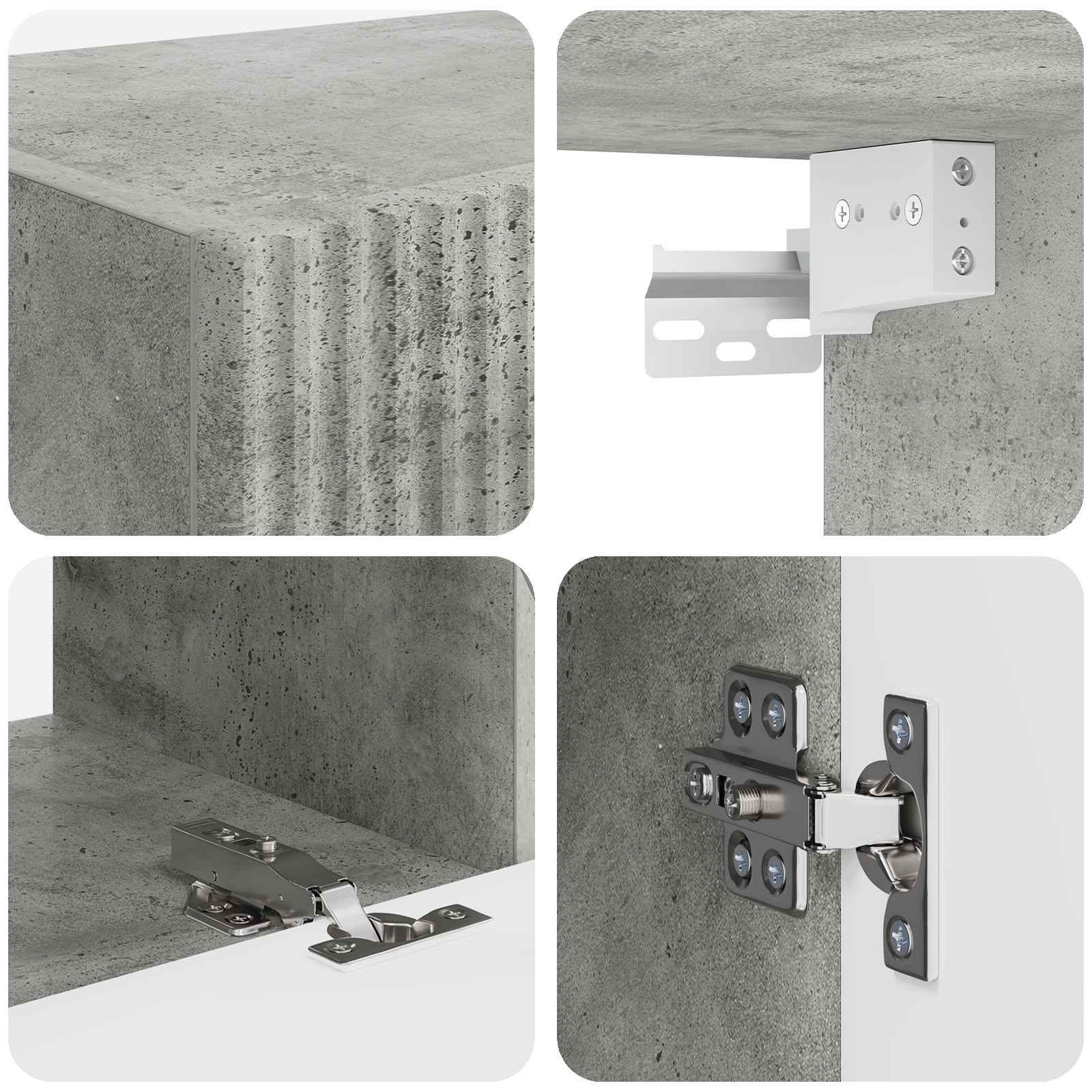 Set mobile TV 4 pcs Grigio cemento Legno multistrato