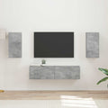 Set mobile TV 4 pcs Grigio cemento Legno multistrato