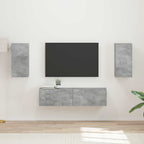 Set mobile TV 4 pcs Grigio cemento Legno multistrato