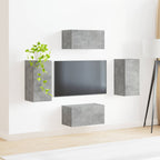 Set mobile TV 4 pcs Grigio cemento Legno multistrato