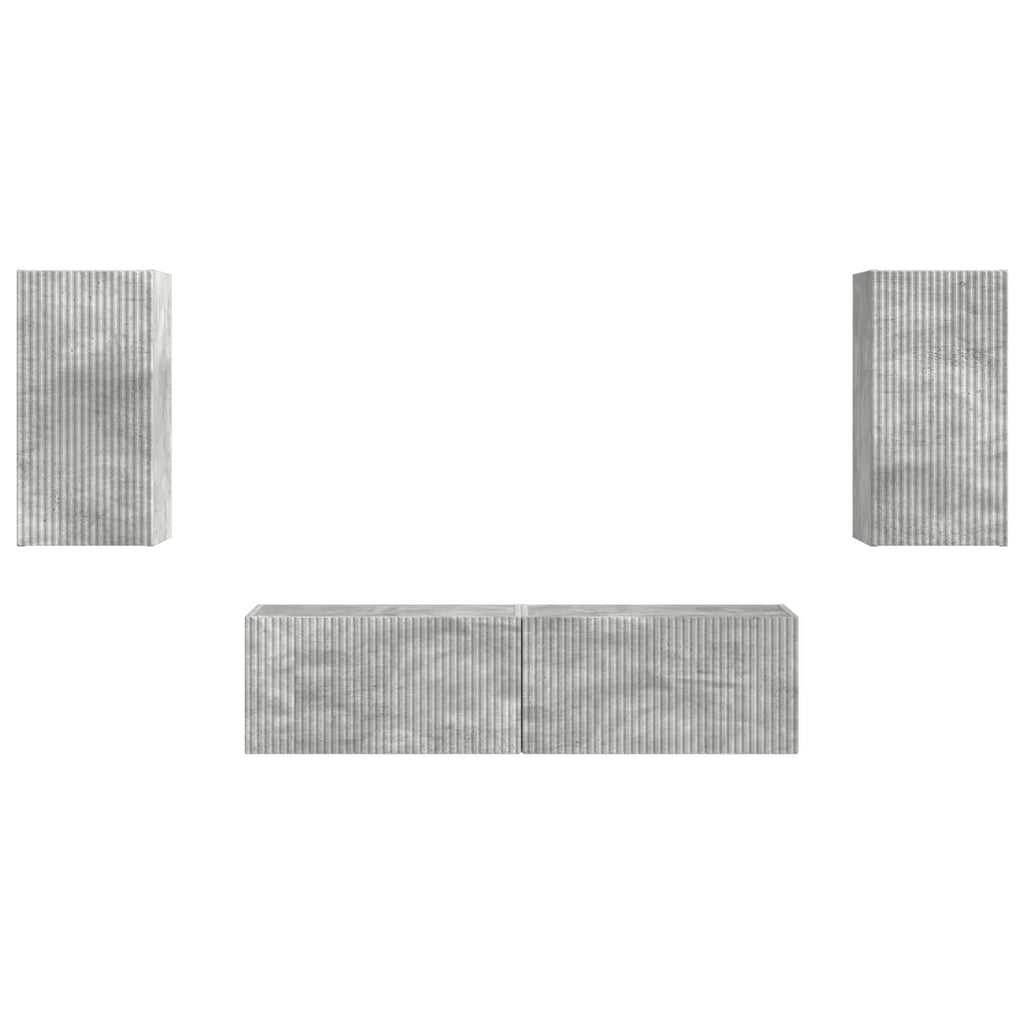 Set mobile TV 4 pcs Grigio cemento Legno multistrato