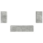 Set mobile TV 4 pcs Grigio cemento Legno multistrato