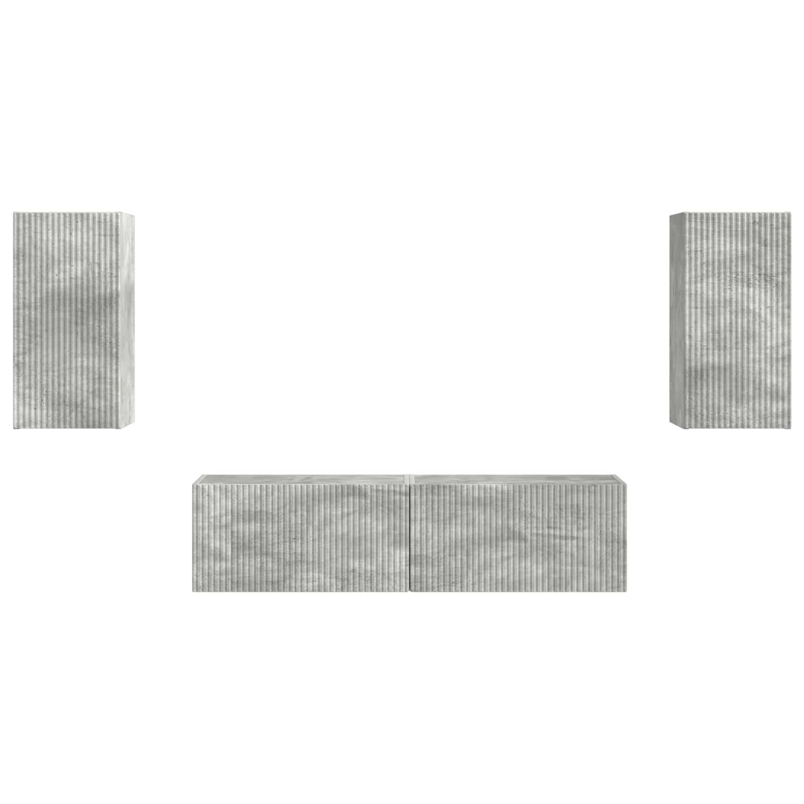 Set mobile TV 4 pcs Grigio cemento Legno multistrato