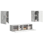 Set mobile TV 4 pcs Grigio cemento Legno multistrato