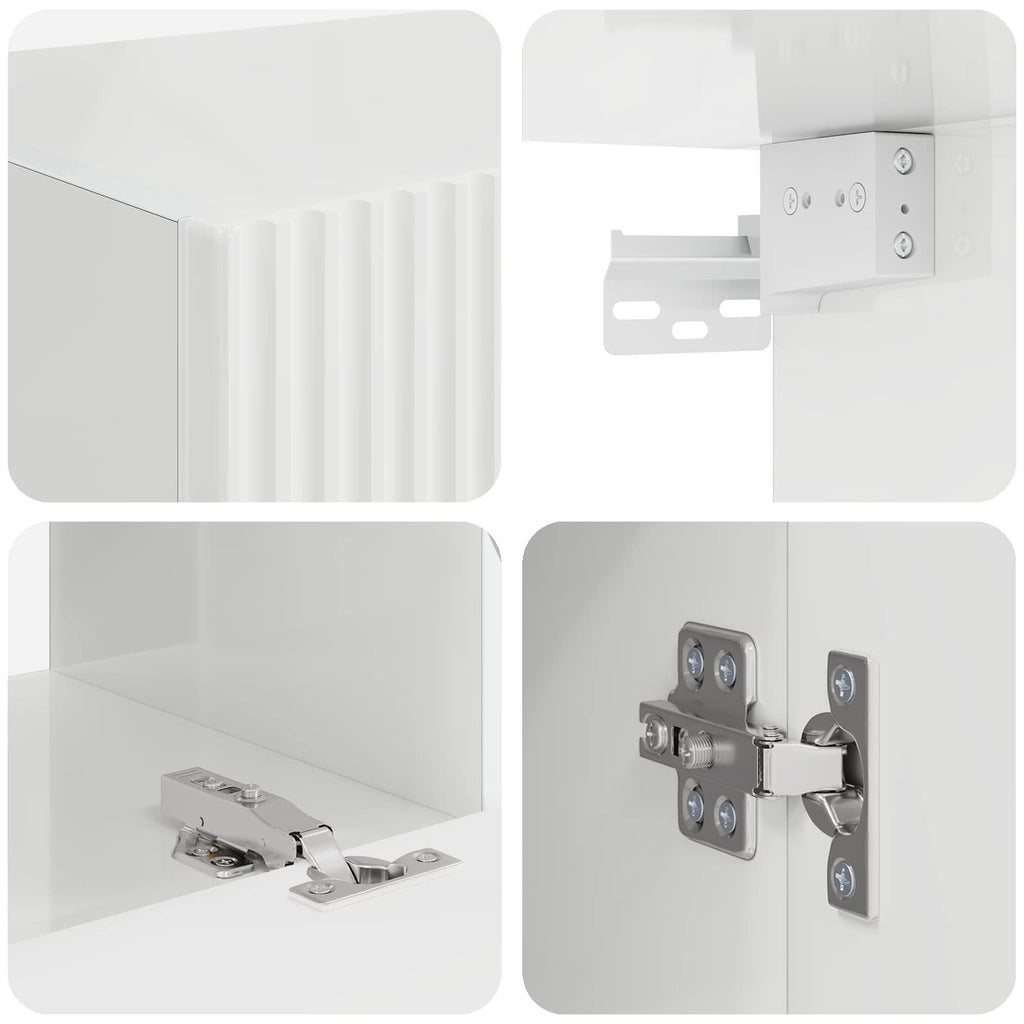 Set mobile TV 4 pcs Bianco Lucido Legno multistrato