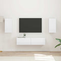 Set mobile TV 4 pcs Bianco Lucido Legno multistrato