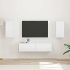 Set mobile TV 4 pcs Bianco Lucido Legno multistrato