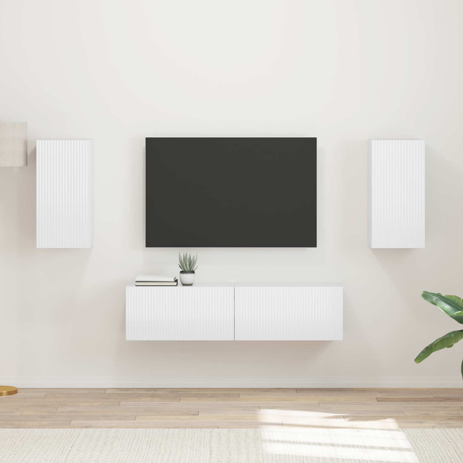 Set mobile TV 4 pcs Bianco Lucido Legno multistrato