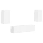 Set mobile TV 4 pcs Bianco Lucido Legno multistrato