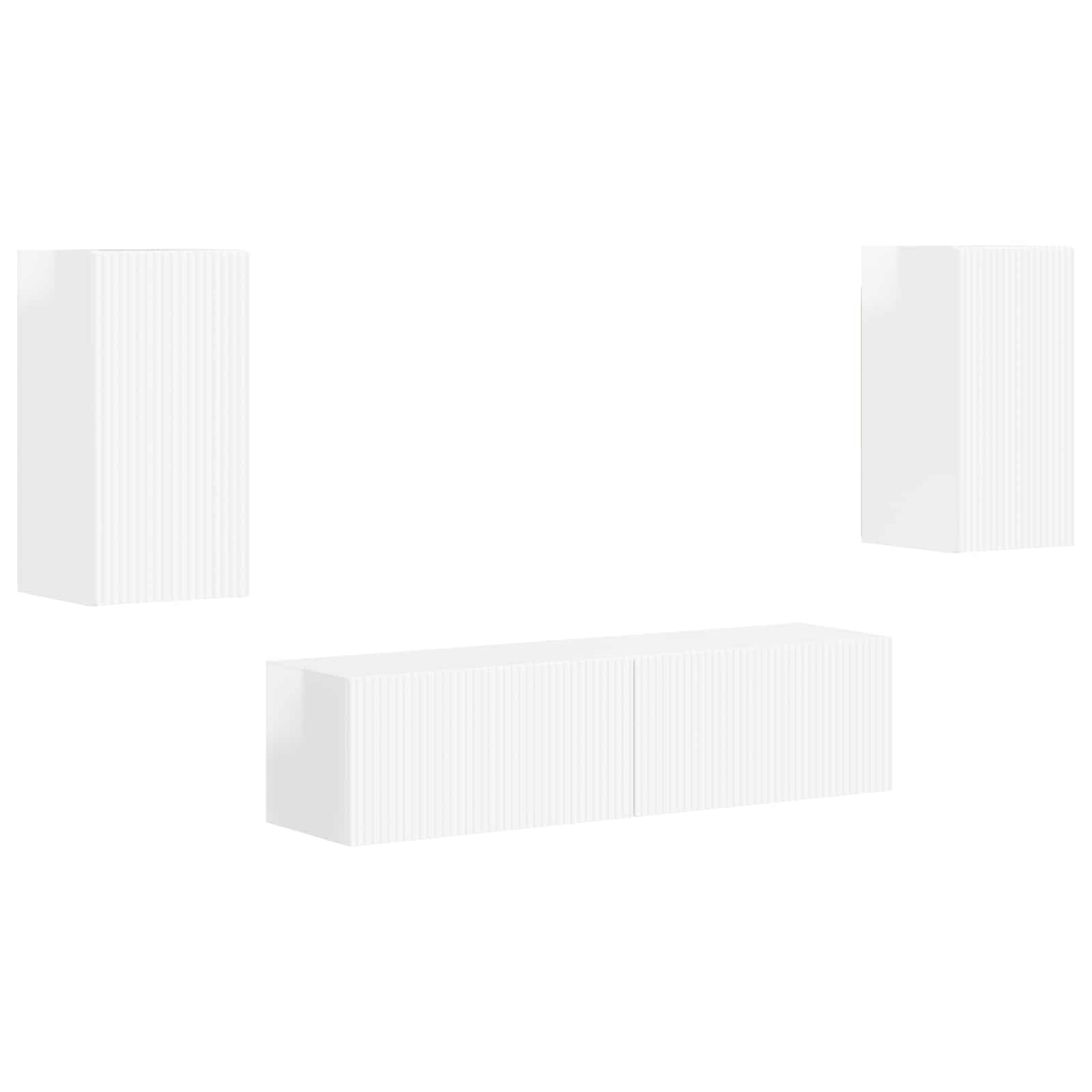 Set mobile TV 4 pcs Bianco Lucido Legno multistrato