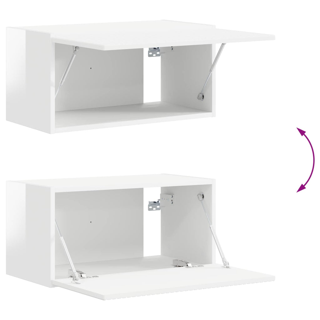Set mobile TV 4 pcs Bianco Lucido Legno multistrato