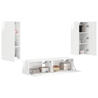 Set mobile TV 4 pcs Bianco Lucido Legno multistrato