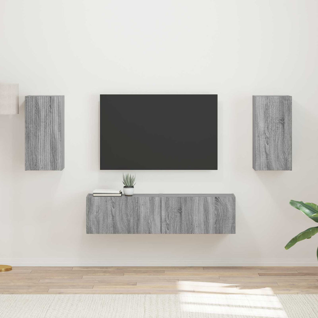 Set mobile TV 4 pcs Grigio Sonoma Legno multistrato