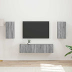 Set mobile TV 4 pcs Grigio Sonoma Legno multistrato
