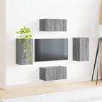 Set mobile TV 4 pcs Grigio Sonoma Legno multistrato