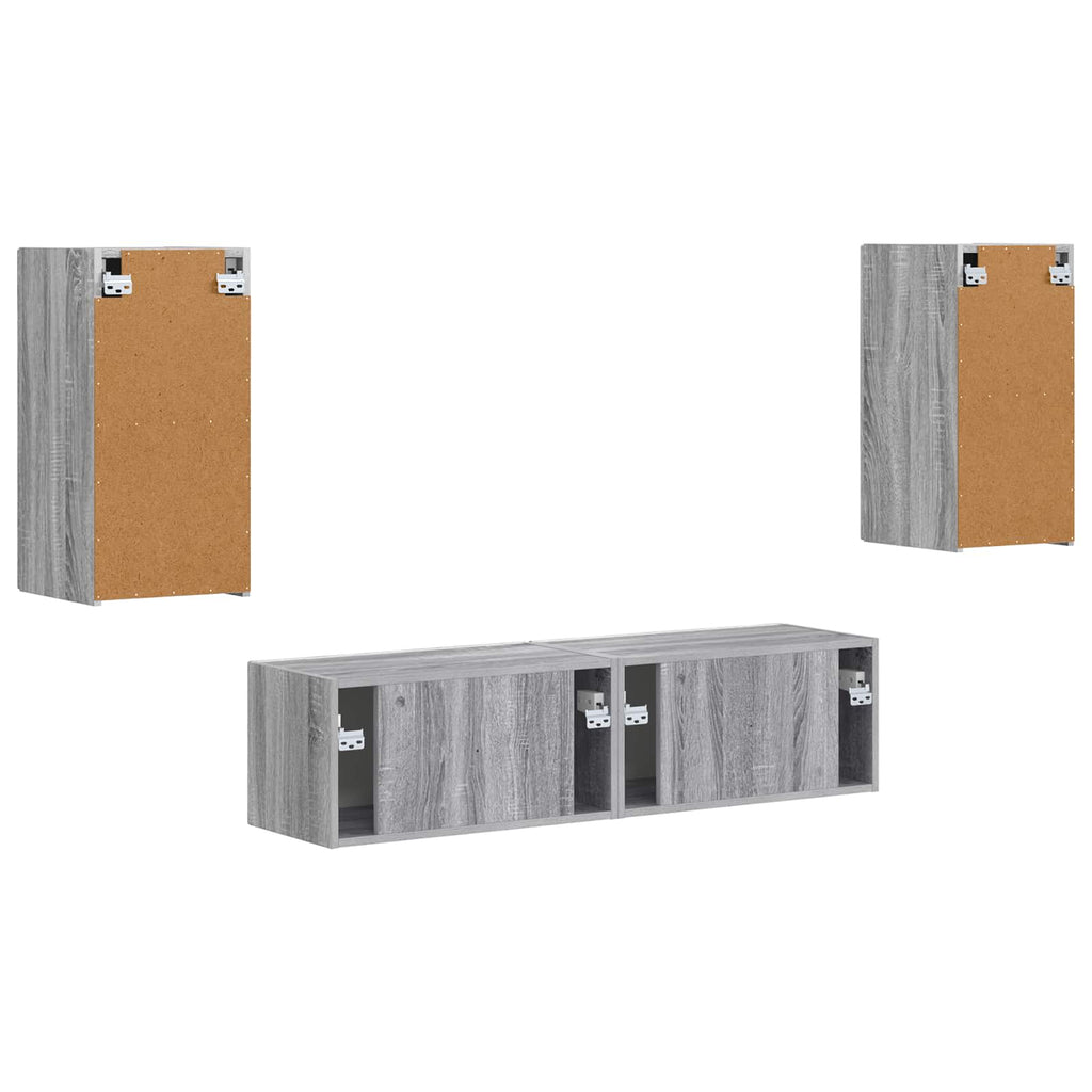 Set mobile TV 4 pcs Grigio Sonoma Legno multistrato