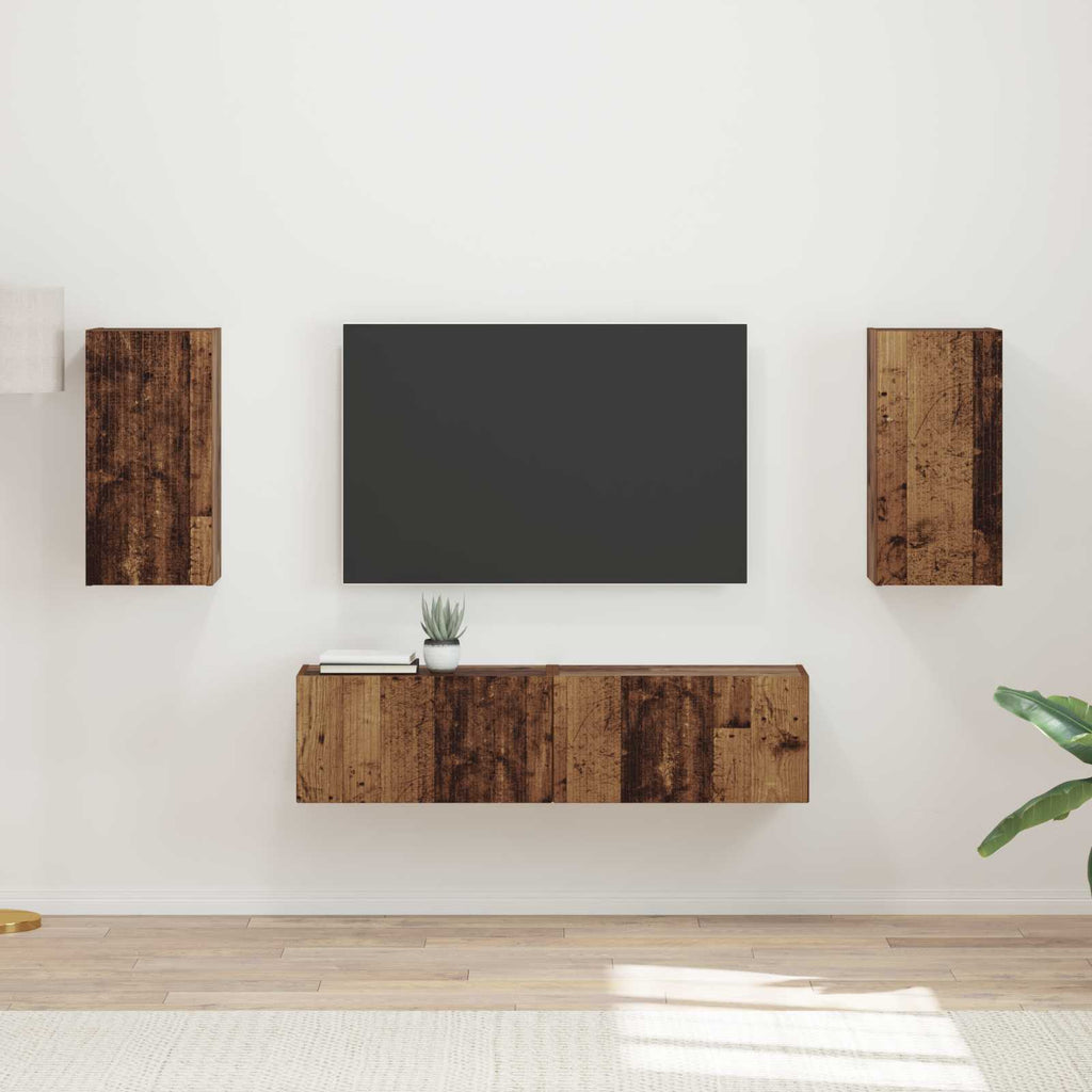 Set mobile TV 4 pcs Legno vecchio Legno multistrato