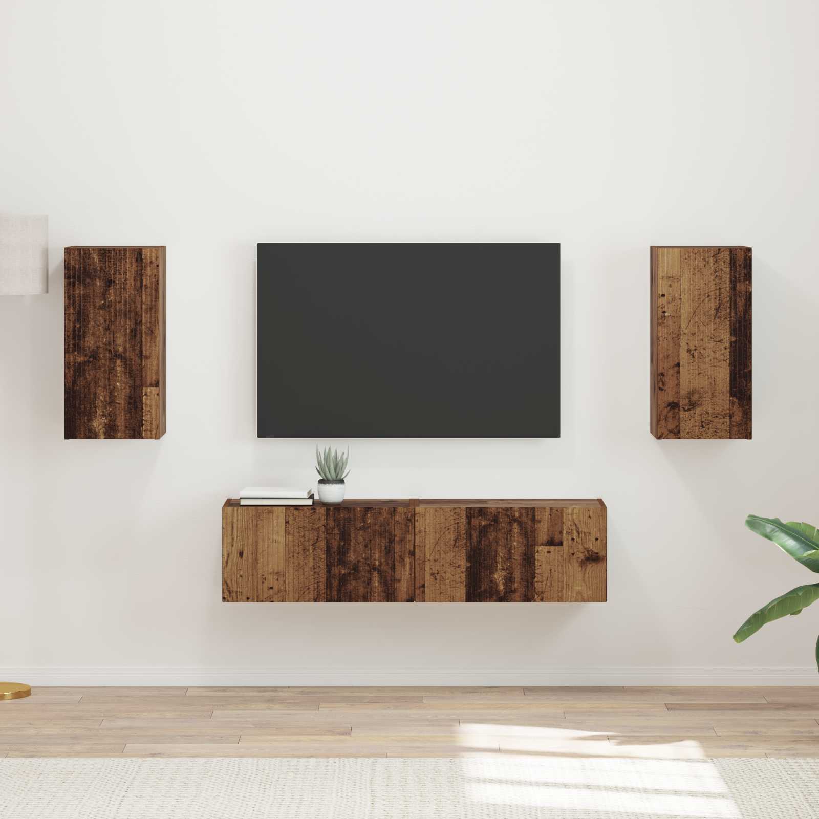 Set mobile TV 4 pcs Legno vecchio Legno multistrato