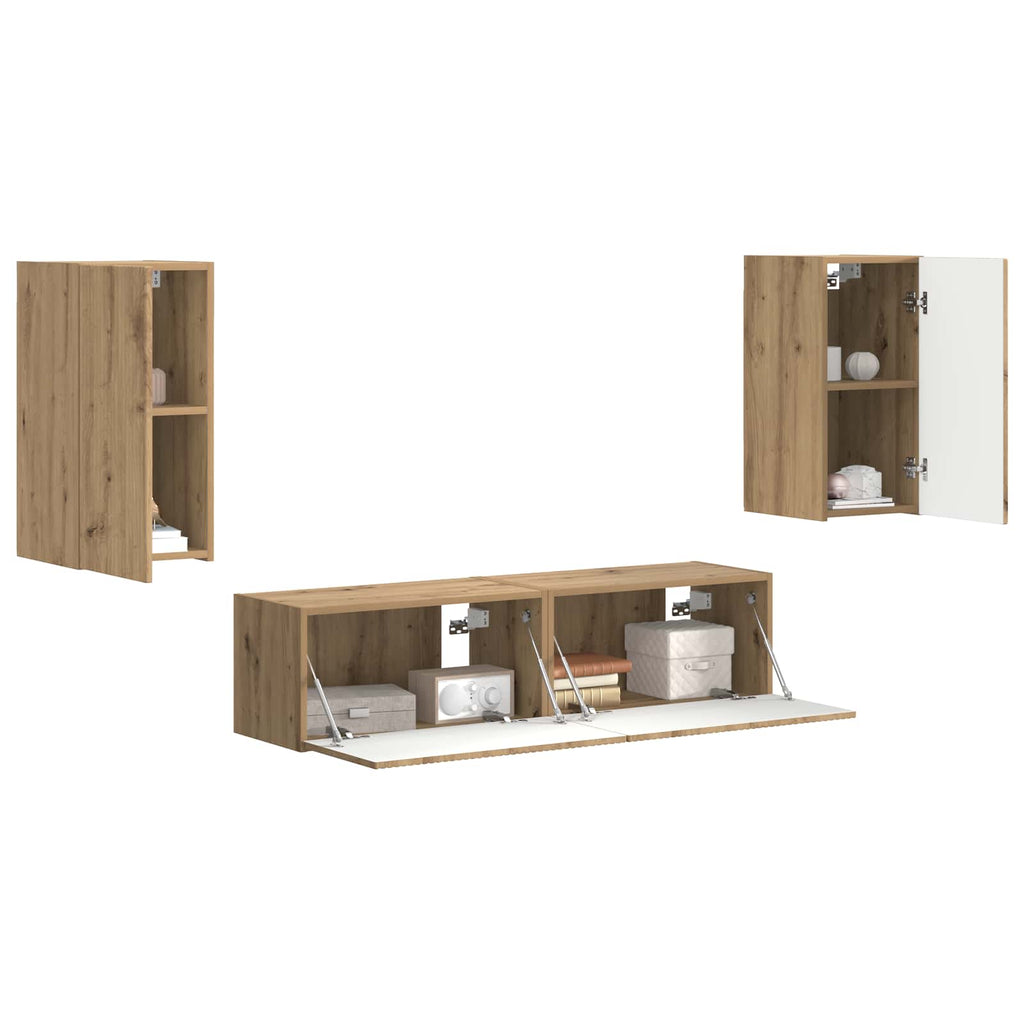 Set mobile TV 4 pcs Rovere artigianale Legno multistrato