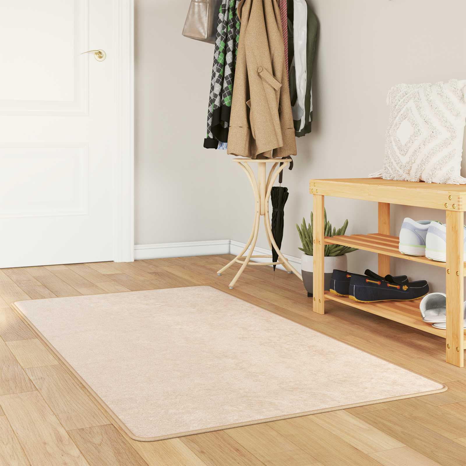 Runner Tappeto MARSA Crema 80 x 100 cm Poliestere e PVC