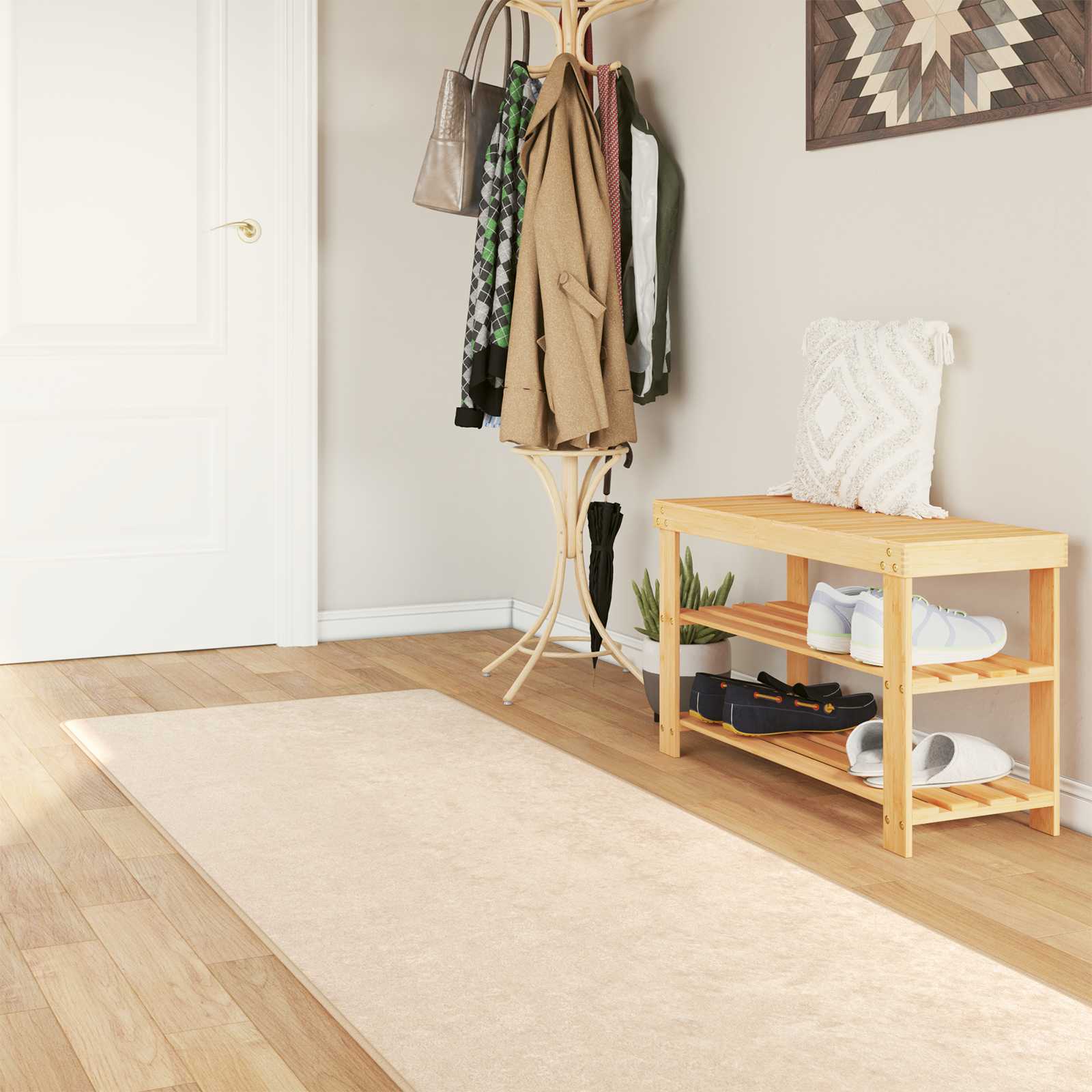 Runner Tappeto MARSA Crema 80 x 300 cm Poliestere e PVC