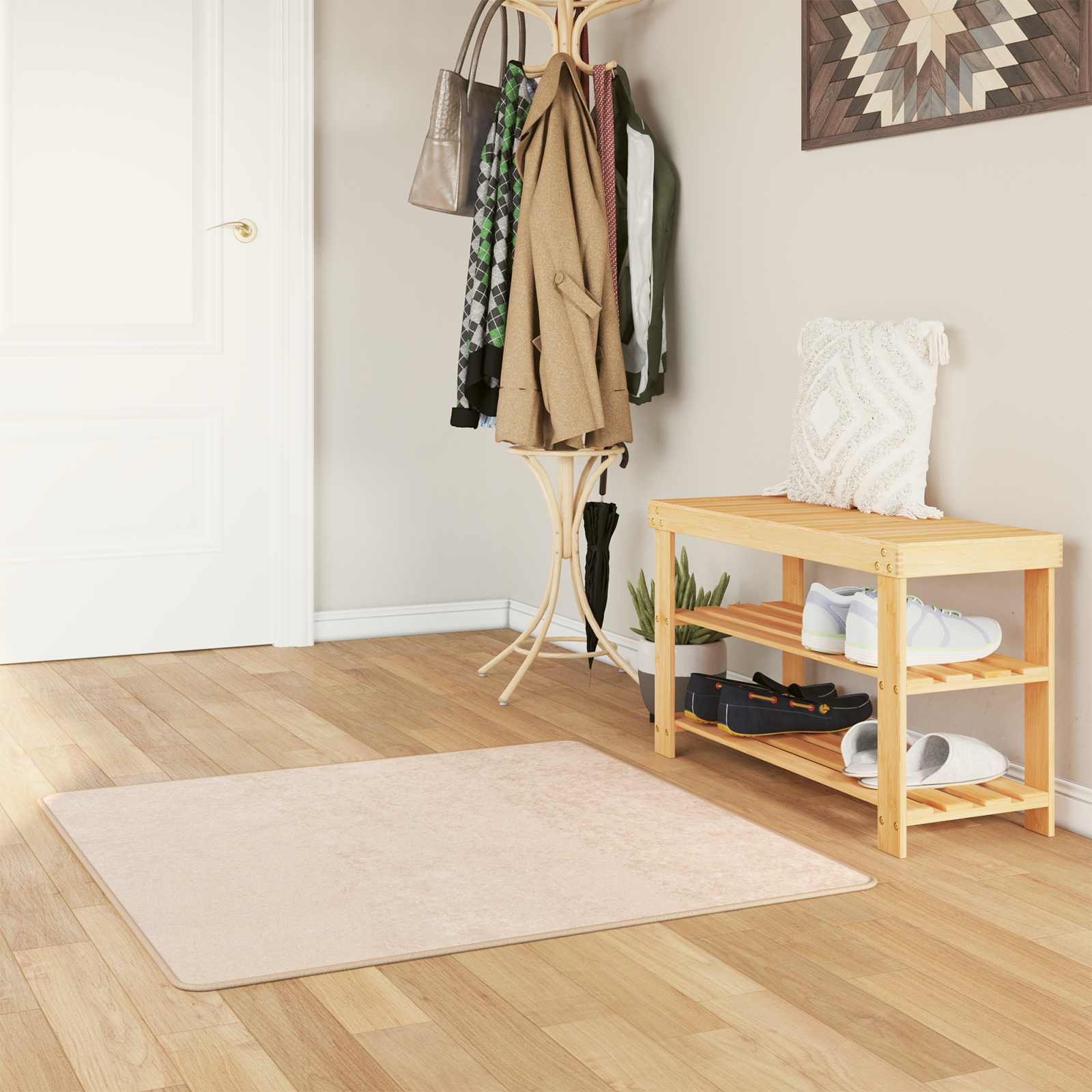 Runner Tappeto MARSA Crema 100 x 100 cm Poliestere e PVC