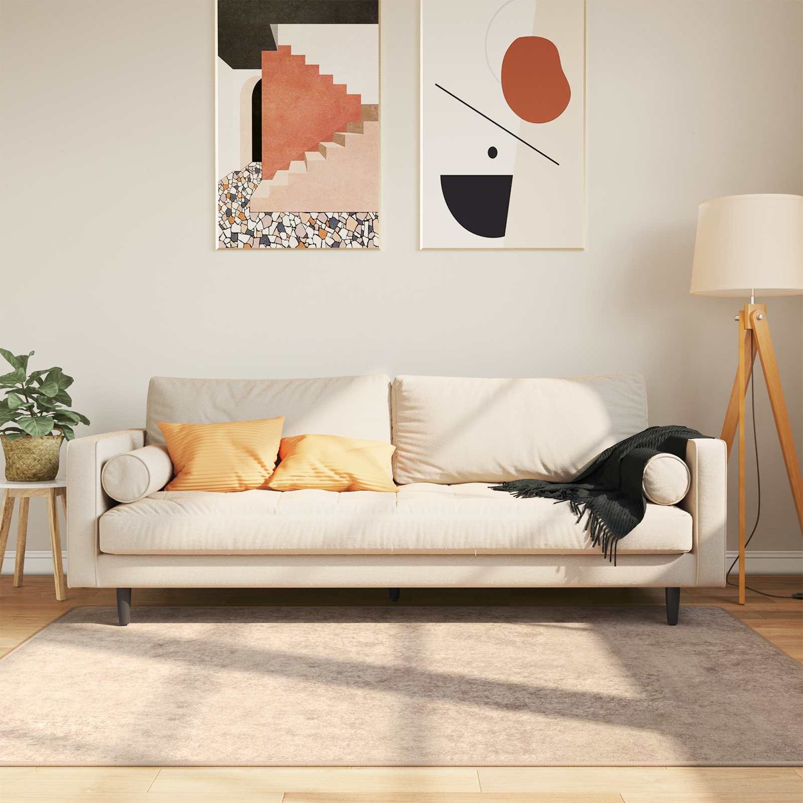 Runner Tappeto MARSA Beige 120 x 170 cm Poliestere e PVC