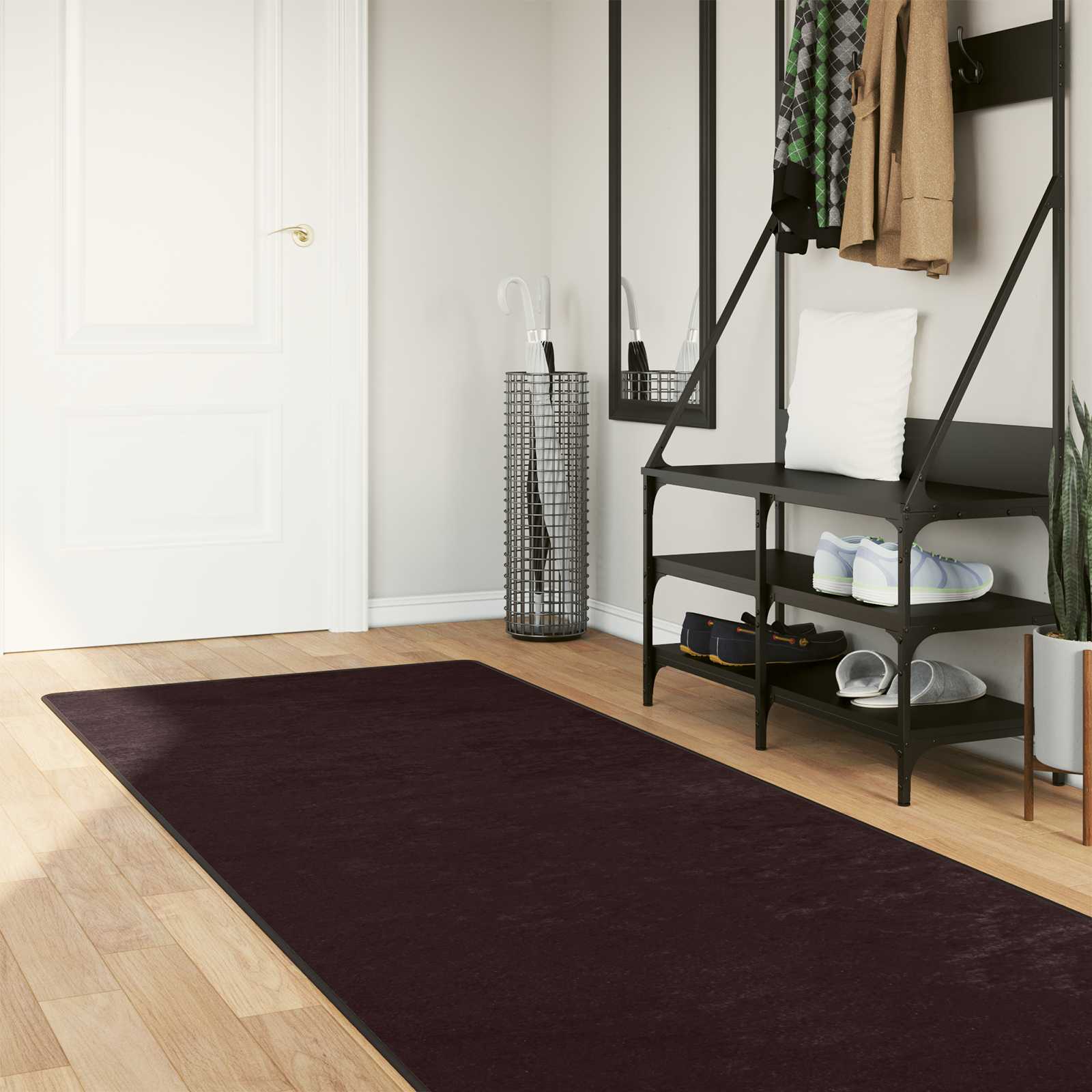 Runner Tappeto MARSA Antracite 100 x 450 cm Poliestere e PVC