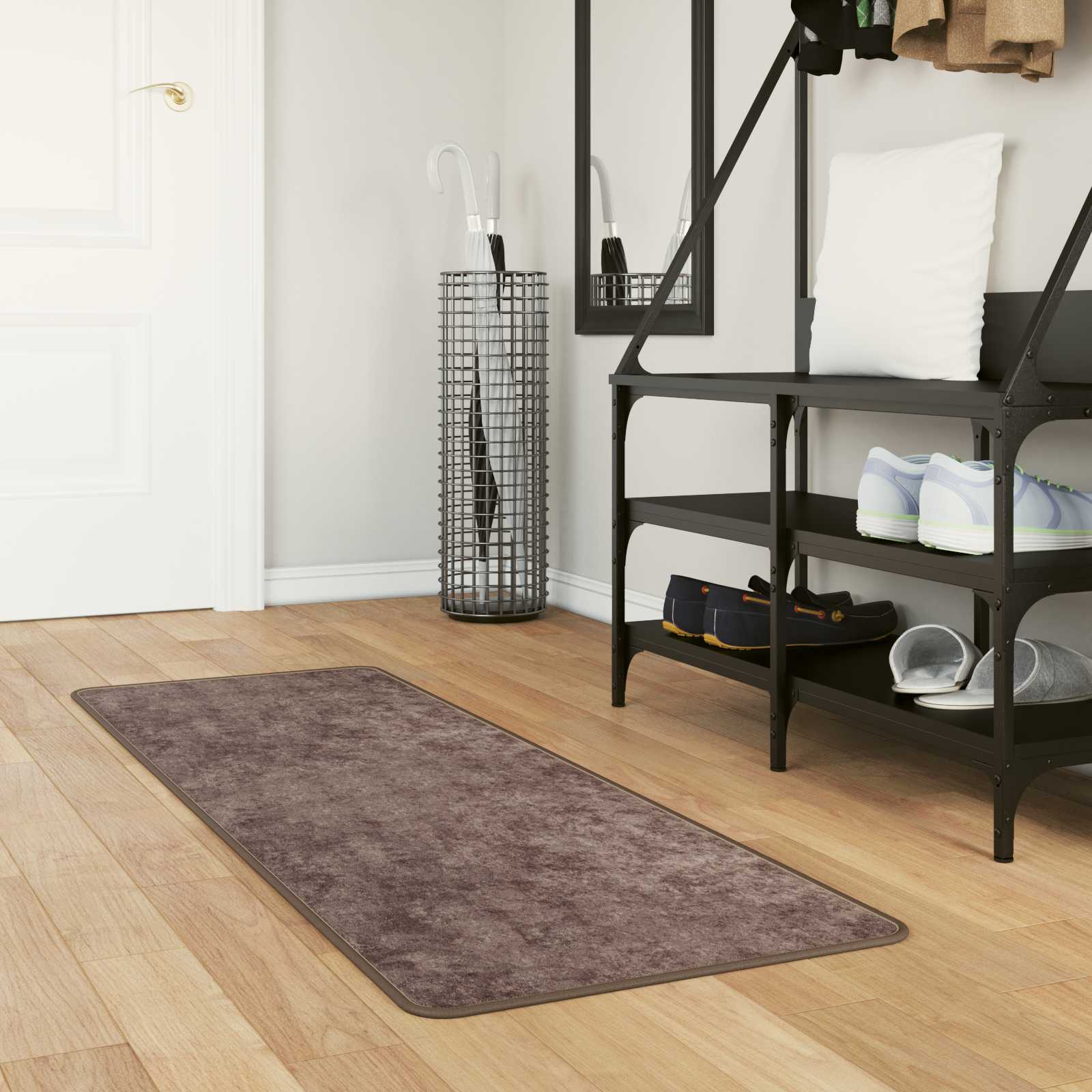 Runner Tappeto MARSA Grigio 50 x 150 cm Poliestere e PVC