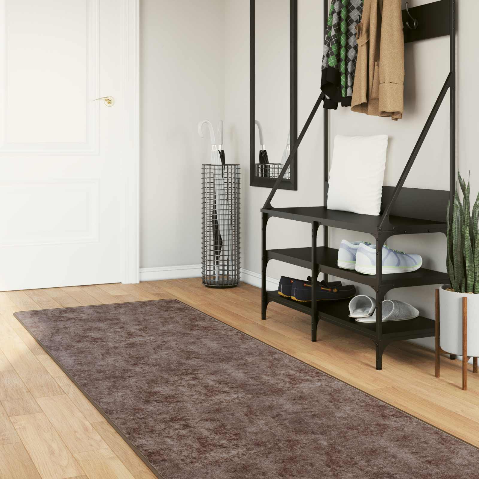 Runner Tappeto MARSA Grigio 80 x 350 cm Poliestere e PVC
