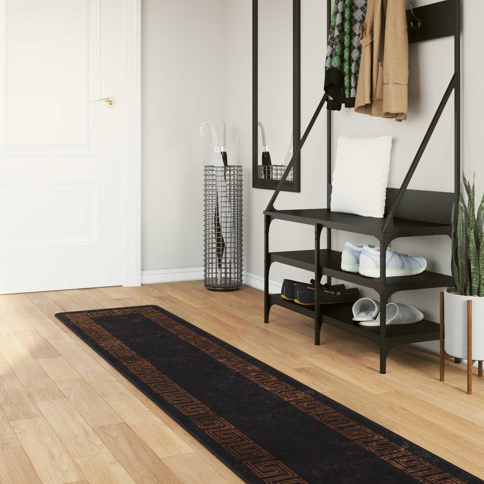 Runner Tappeto MARSA Nero 50 x 450 cm Poliestere e PVC