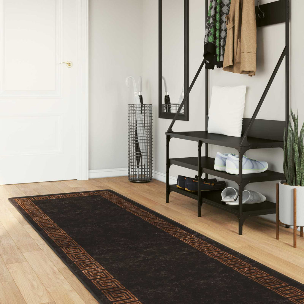 Runner Tappeto MARSA Nero 80 x 250 cm Poliestere e PVC