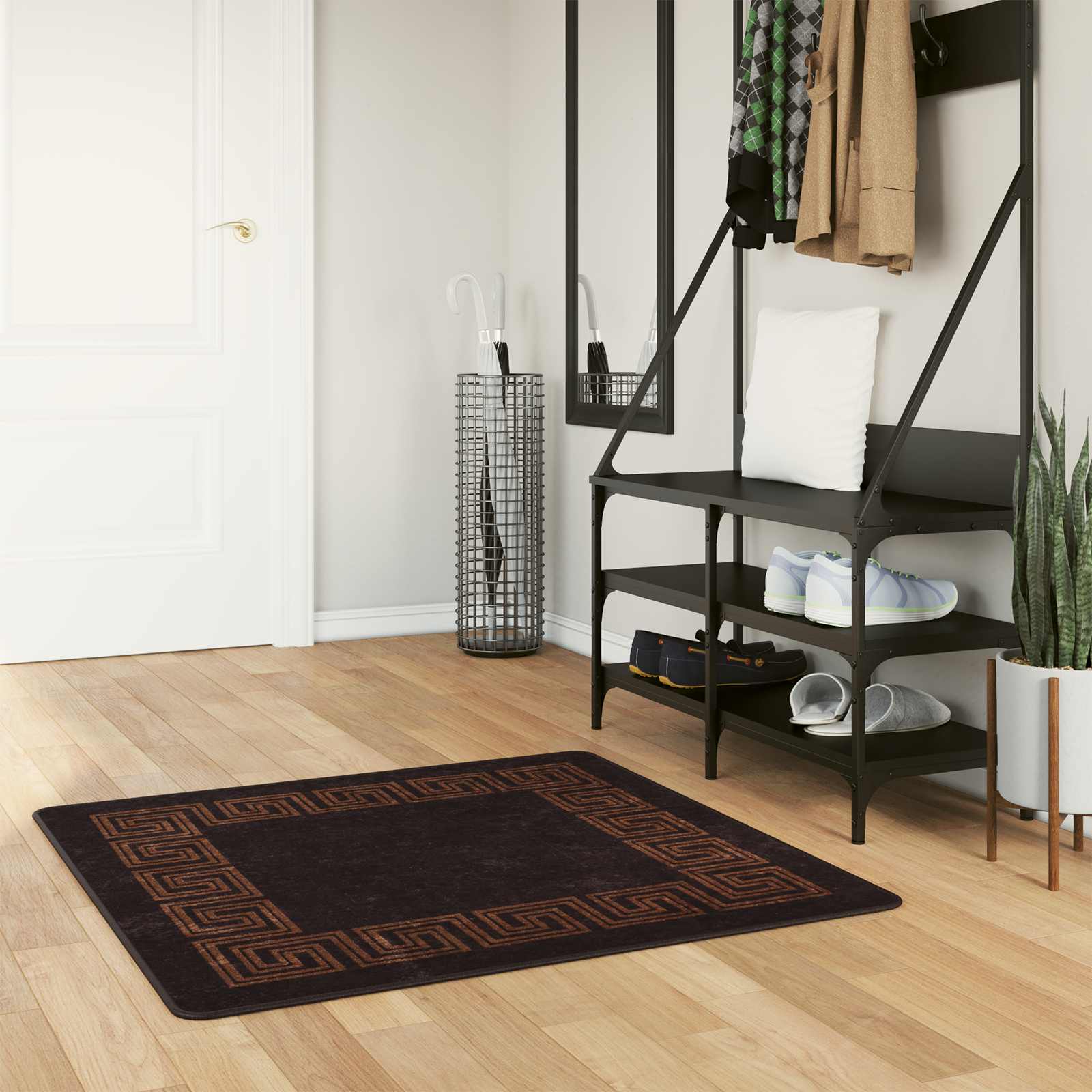 Runner Tappeto MARSA Nero 100 x 100 cm Poliestere e PVC