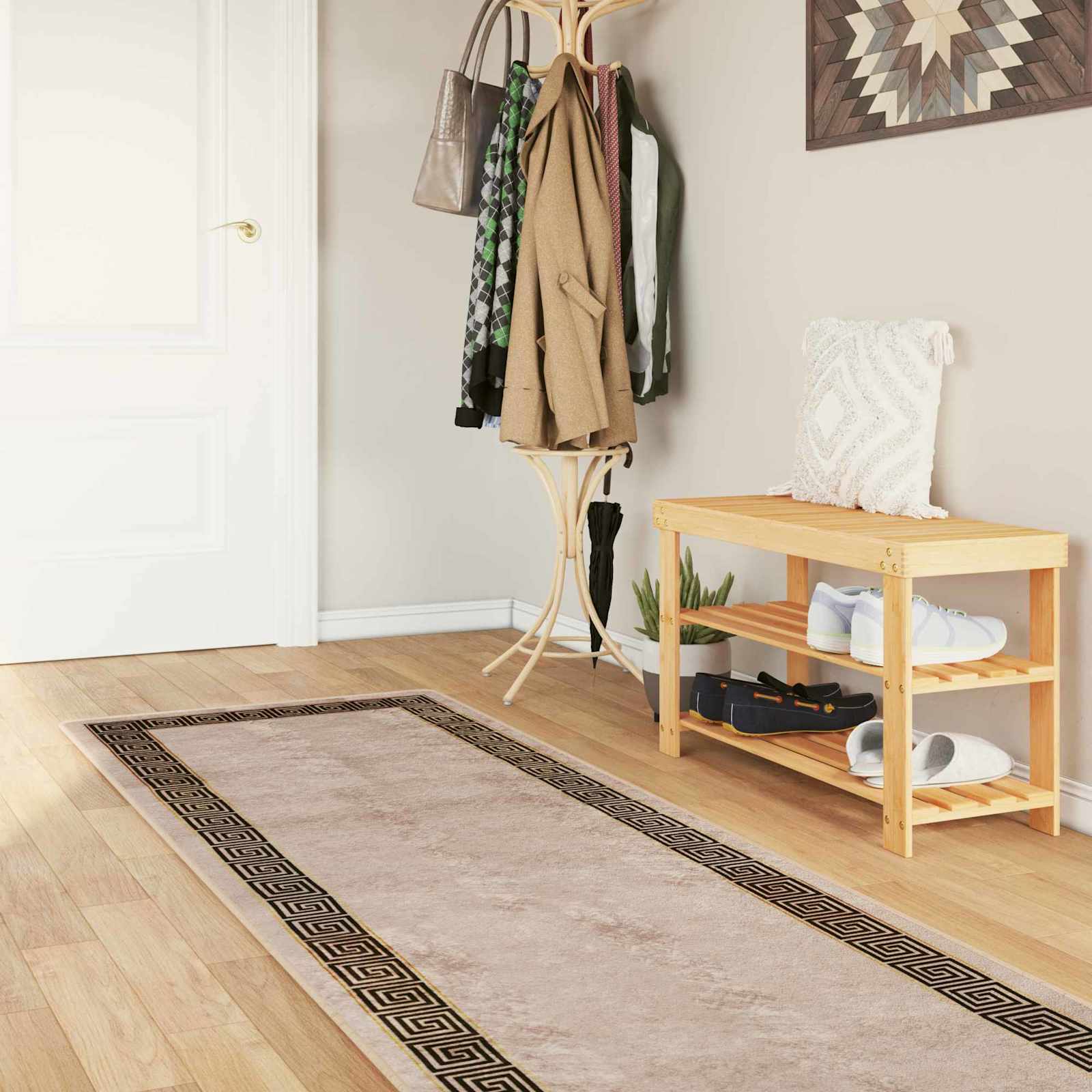 Runner Tappeto MARSA Nero 80 x 400 cm Poliestere e PVC