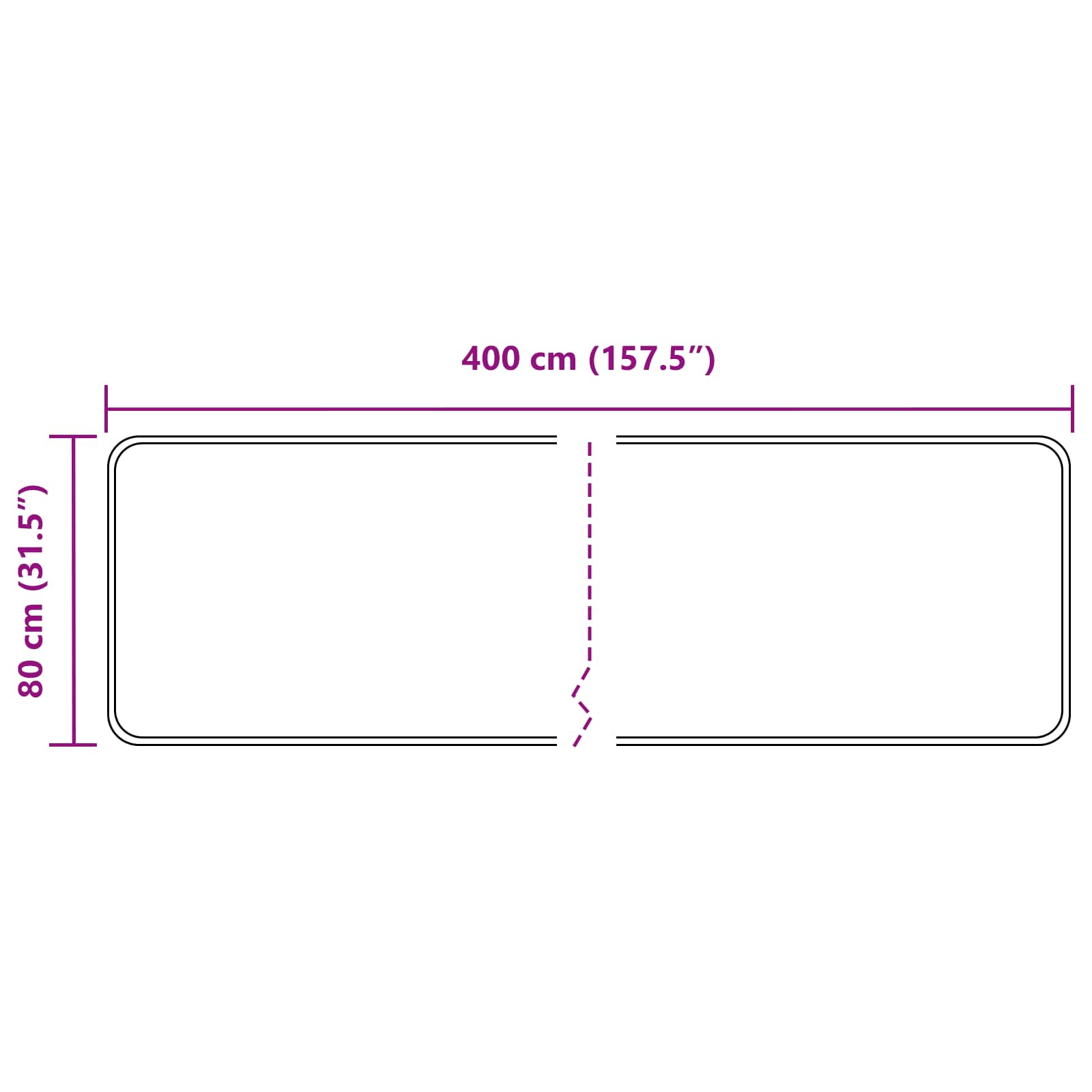 Runner Tappeto MARSA Nero 80 x 400 cm Poliestere e PVC