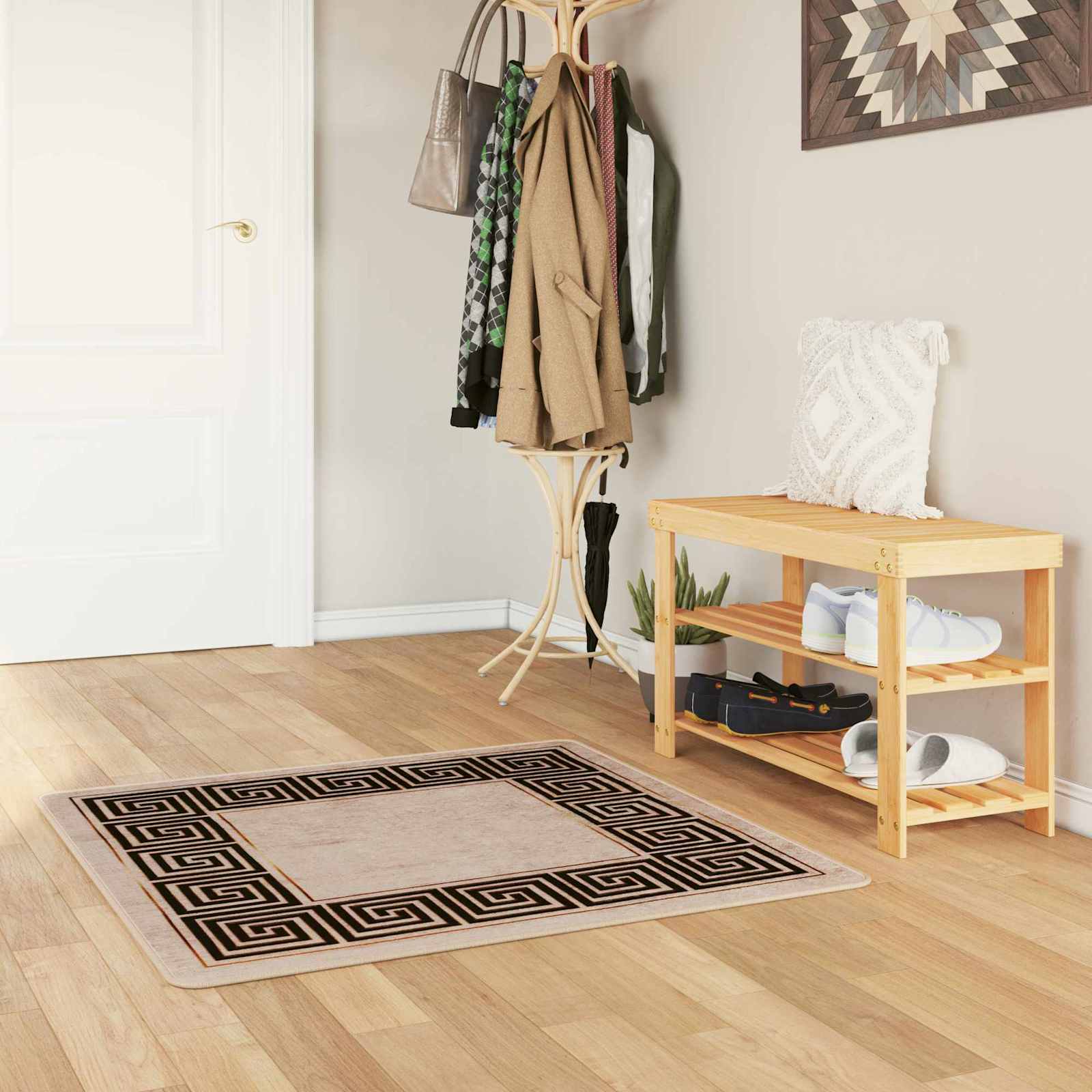 Runner Tappeto MARSA Nero 100 x 100 cm Poliestere e PVC