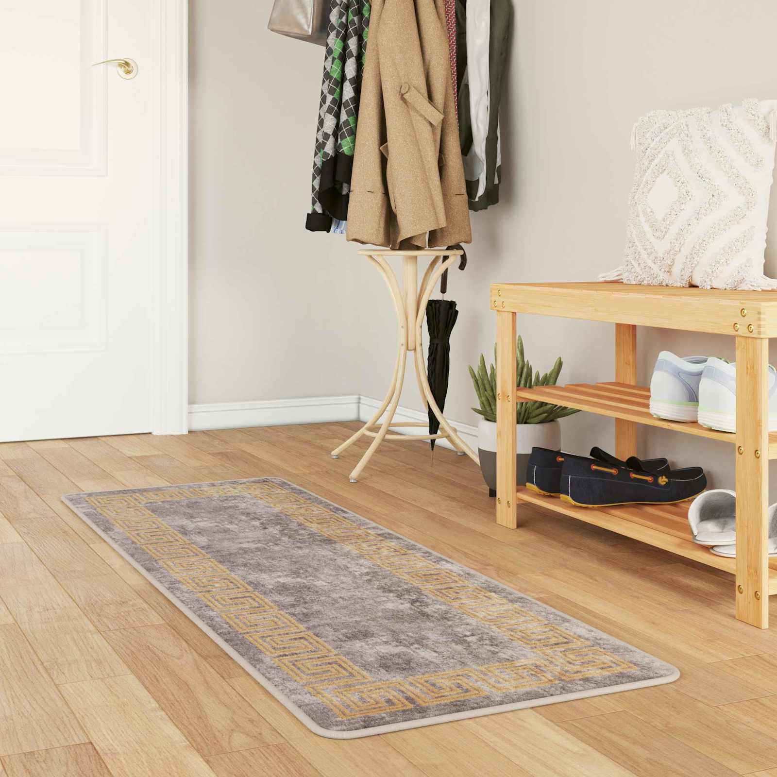 Runner Tappeto MARSA Grigio 50 x 100 cm Poliestere e PVC