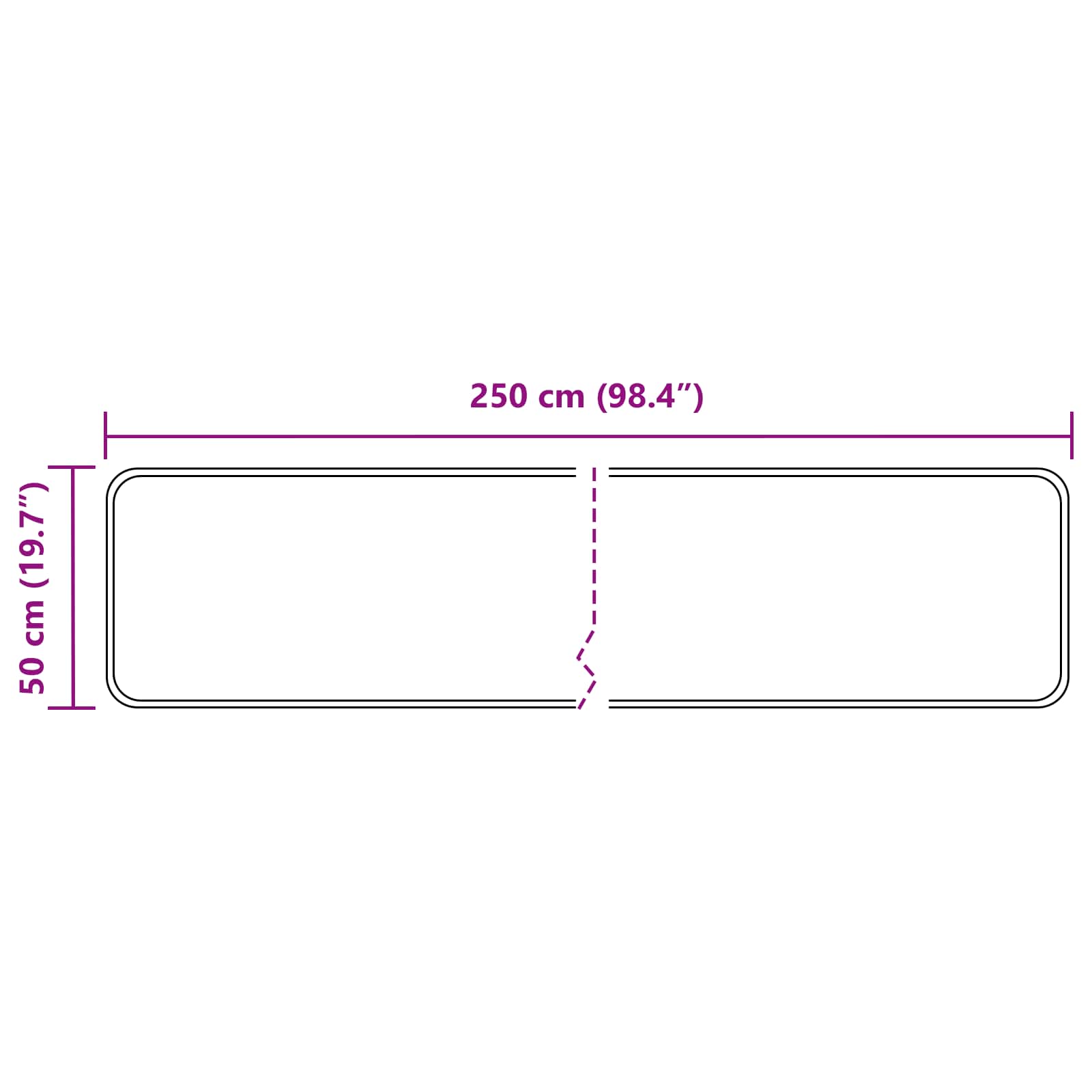 Runner Tappeto MARSA Grigio 50 x 250 cm Poliestere e PVC