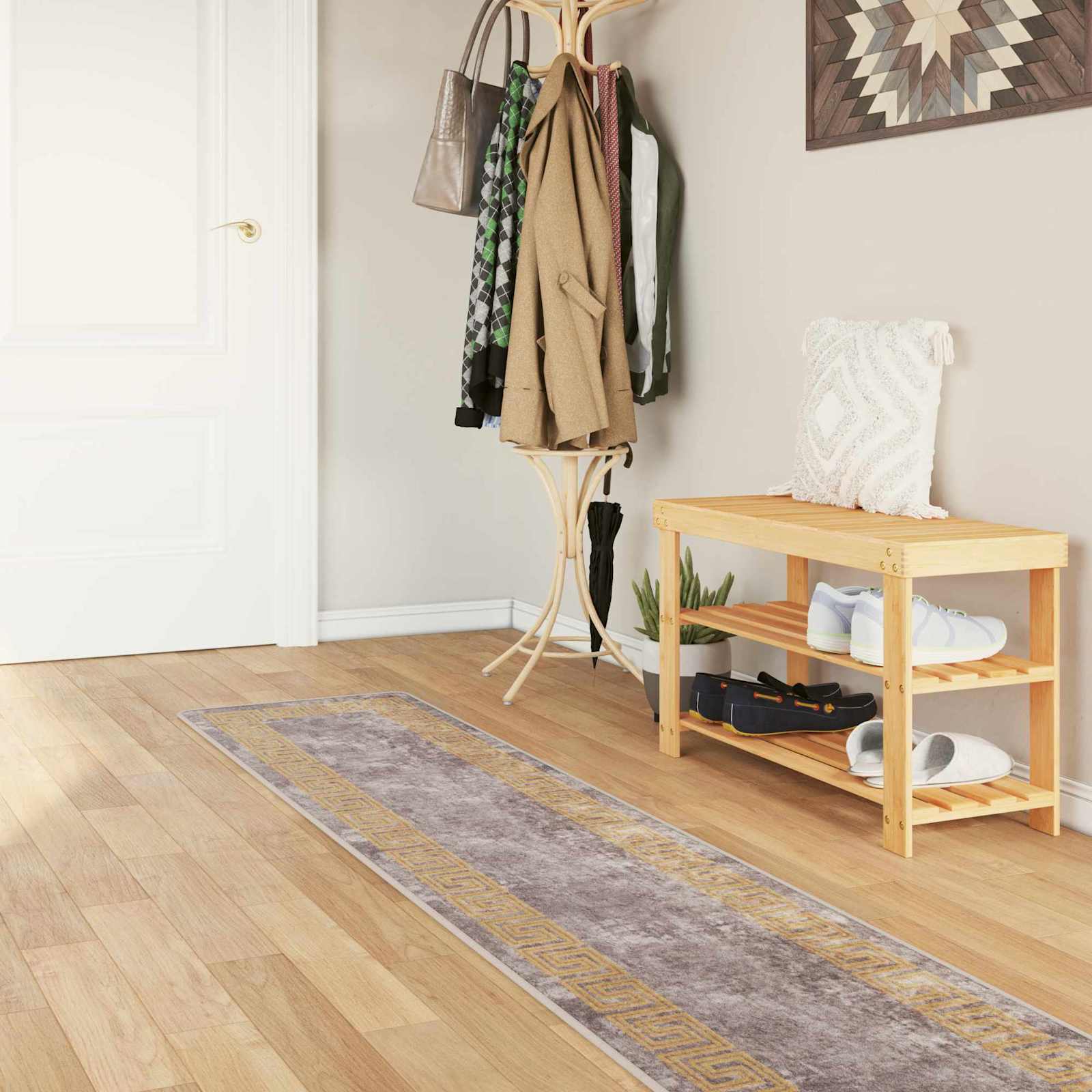 Runner Tappeto MARSA Grigio 50 x 300 cm Poliestere e PVC