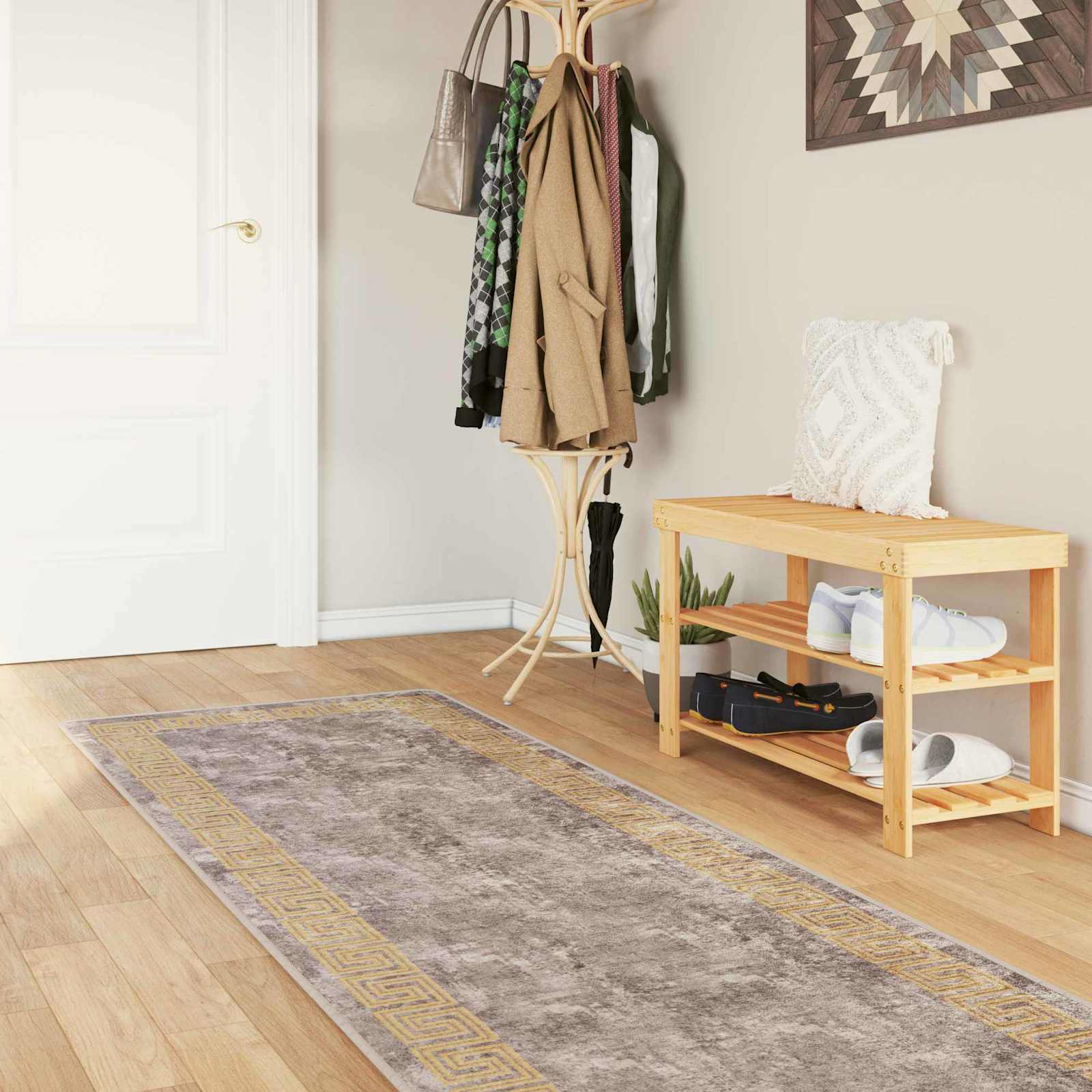 Runner Tappeto MARSA Grigio 80 x 450 cm Poliestere e PVC