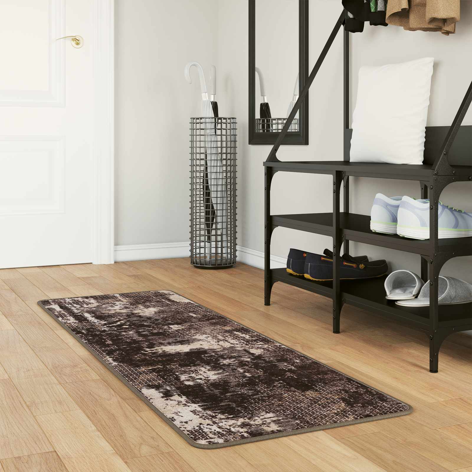 Runner Tappeto MARSA Nero 50 x 100 cm Poliestere e PVC