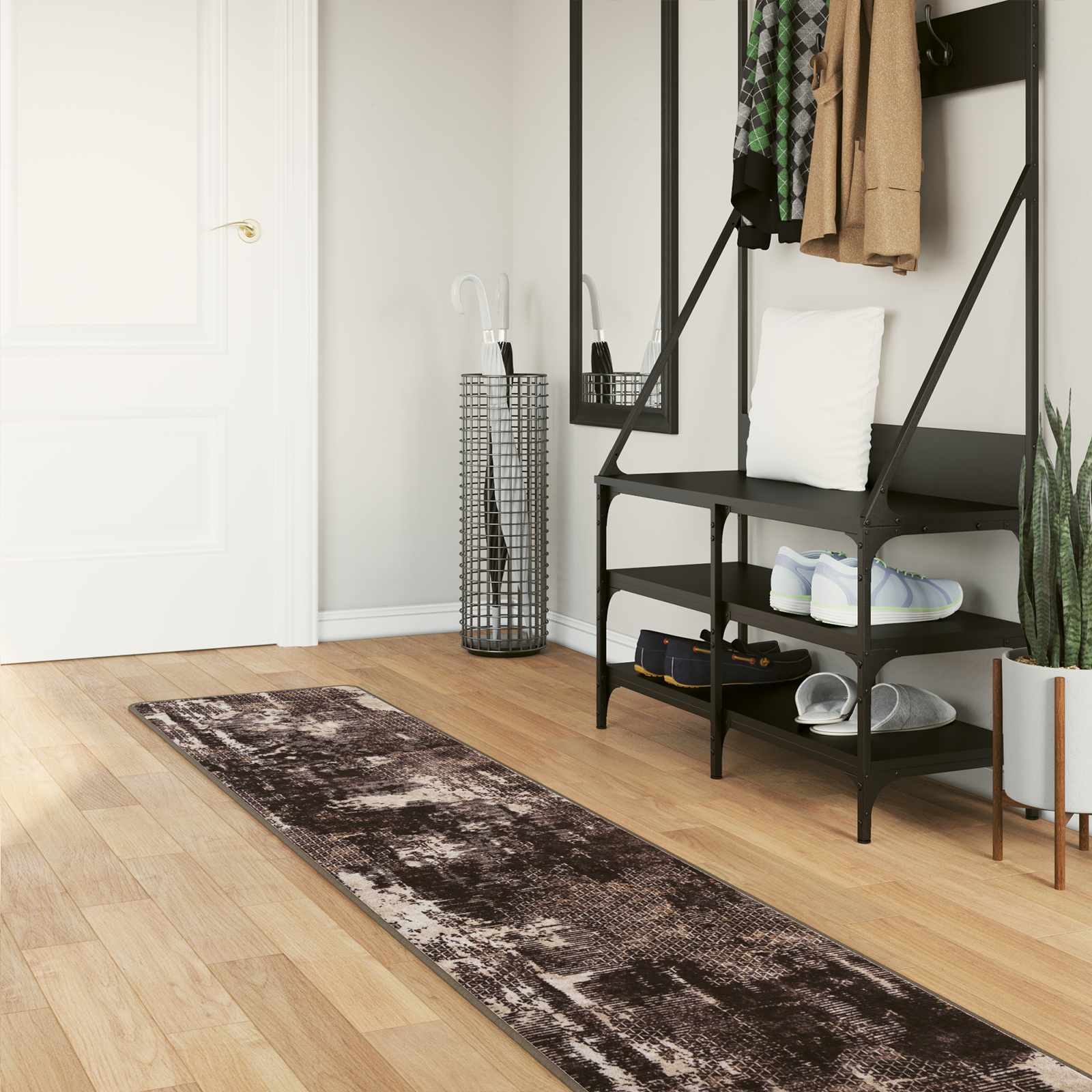 Runner Tappeto MARSA Nero 50 x 450 cm Poliestere e PVC