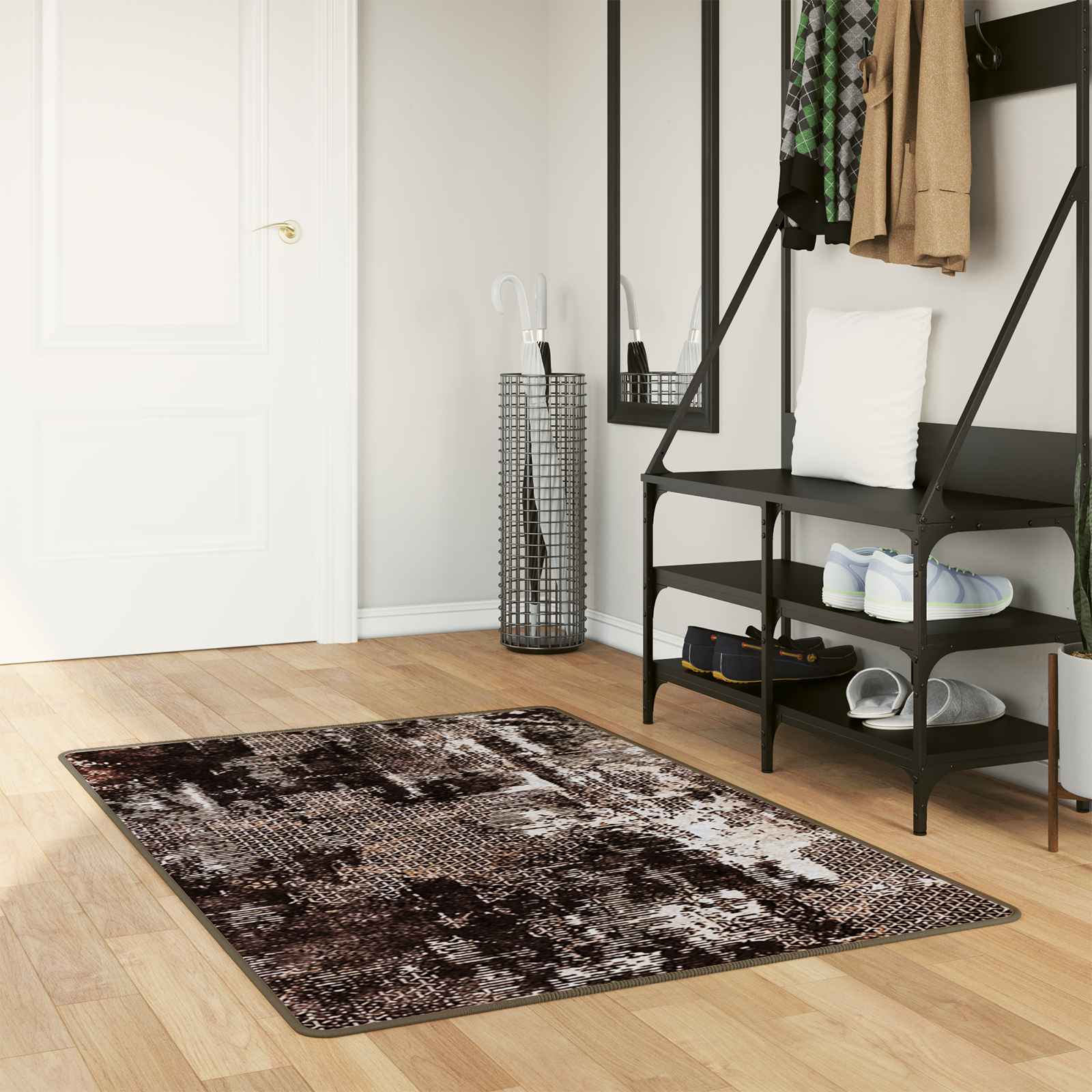 Runner Tappeto MARSA Nero 80 x 100 cm Poliestere e PVC