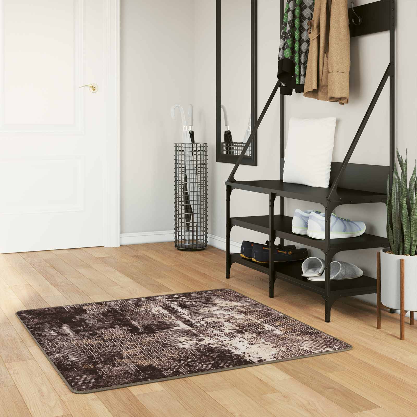Runner Tappeto MARSA Nero 100 x 100 cm Poliestere e PVC