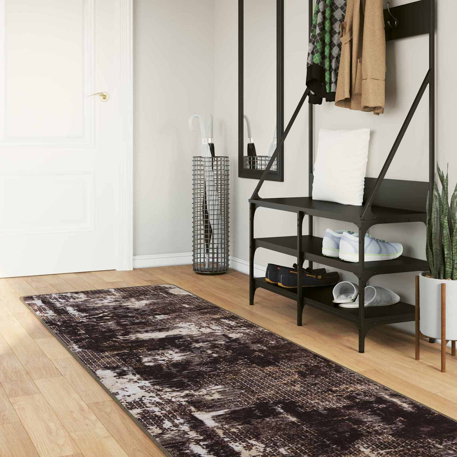 Runner Tappeto MARSA Nero 100 x 400 cm Poliestere e PVC