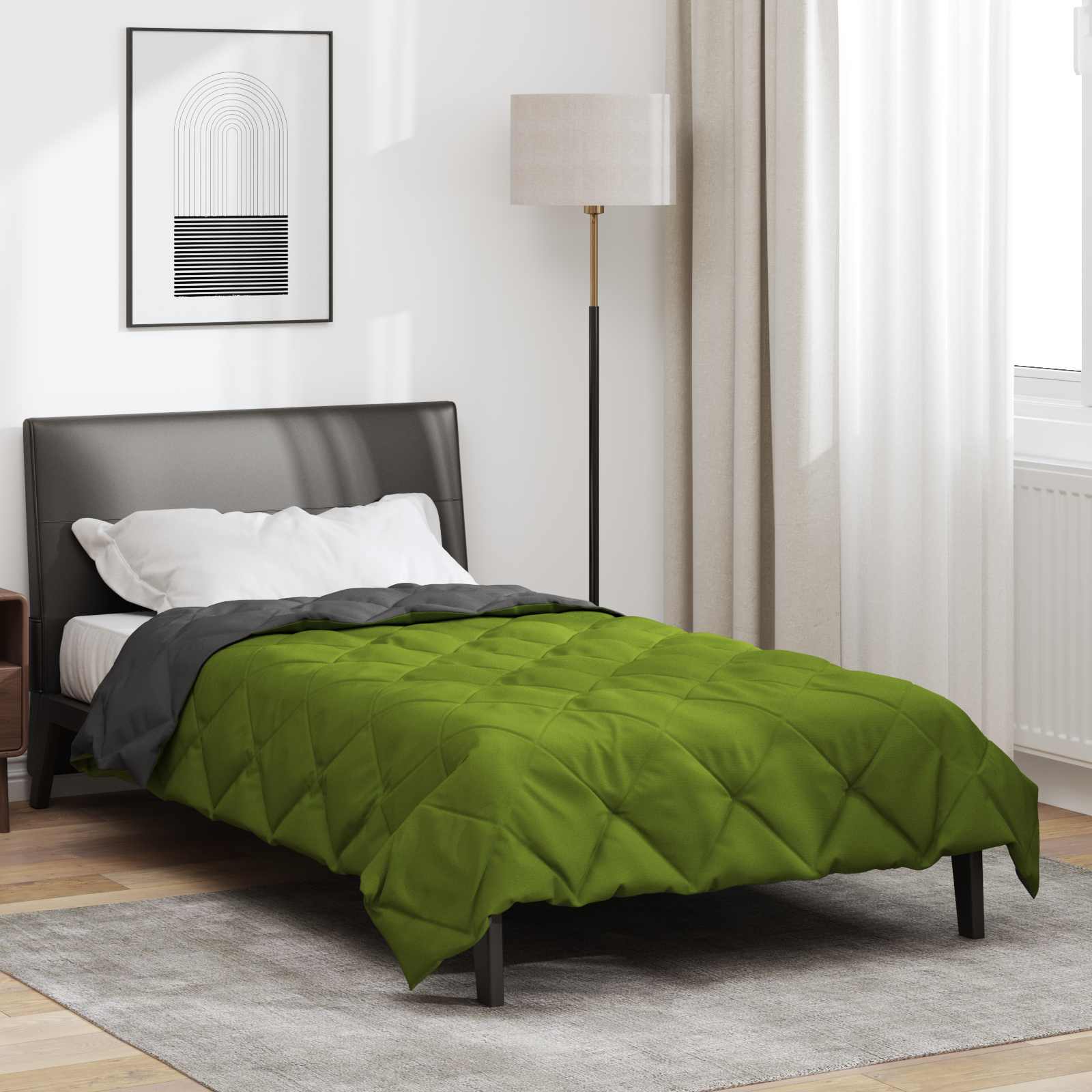 Duvet Estivo Verde e Antracite 220 x 135 cm Microfibra