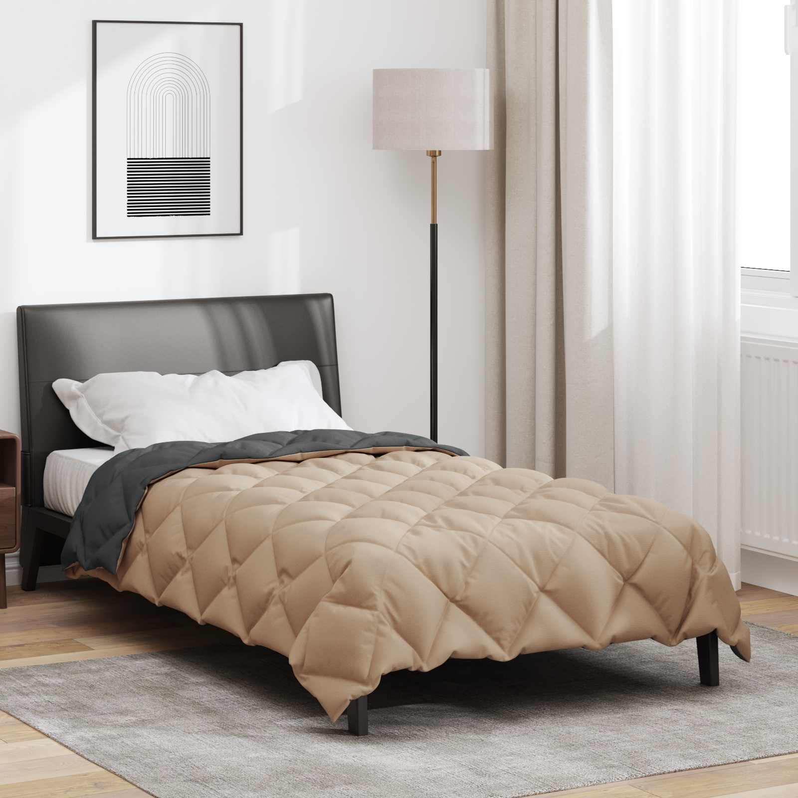 Duvet Invernale Antracite e Talpa 140 x 220 cm Microfibra