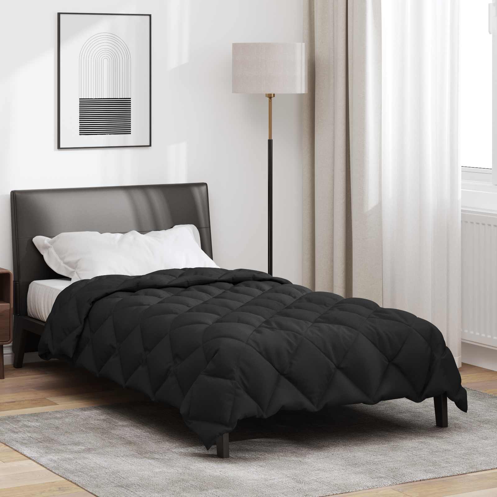 Duvet Invernale Nero 155 x 220 cm Microfibra