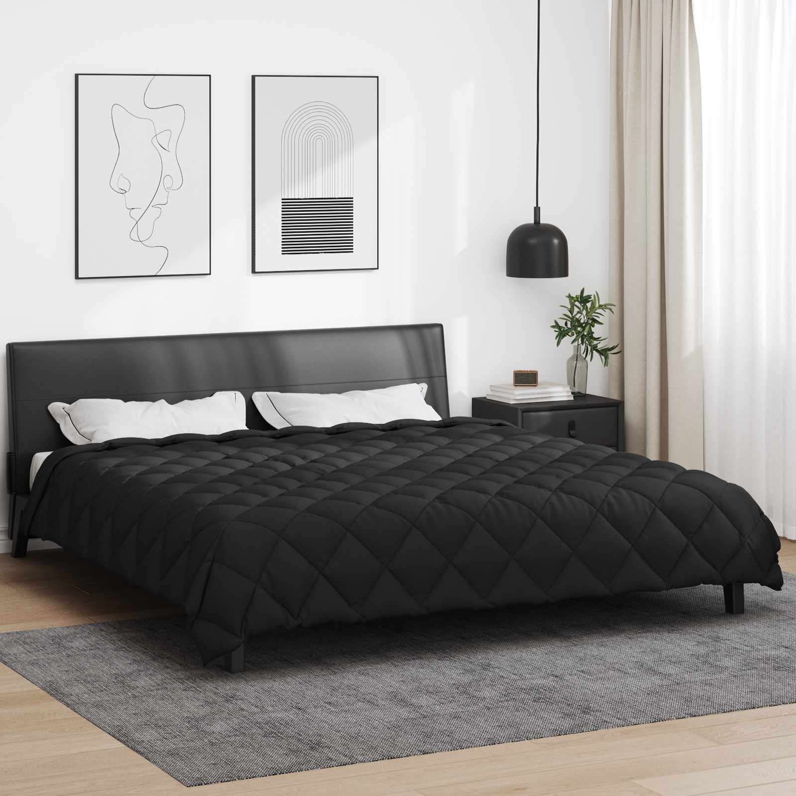 Duvet Invernale Nero 220 x 260 cm Microfibra