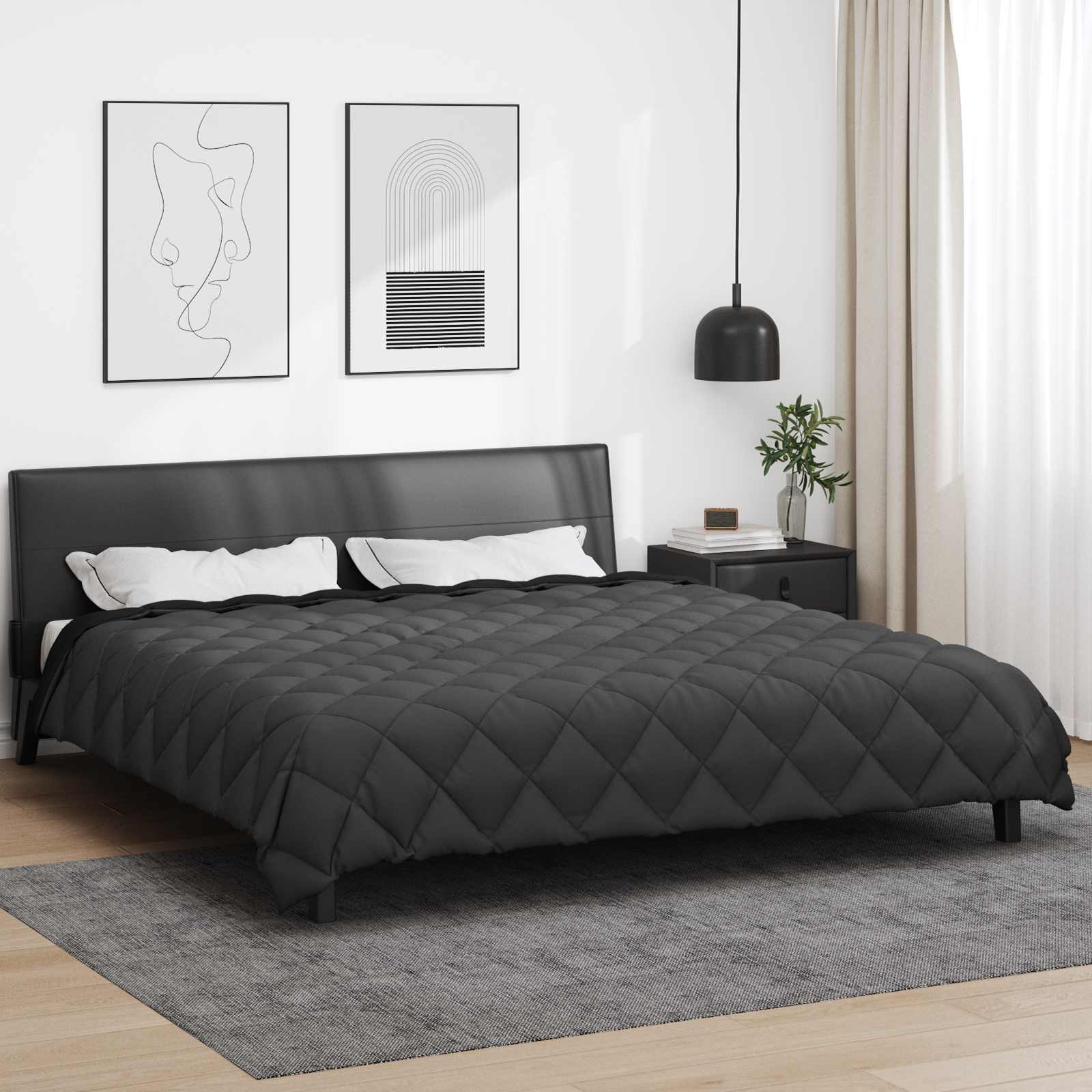 Duvet Invernale Nero e antracite 200 x 240 cm Microfibra